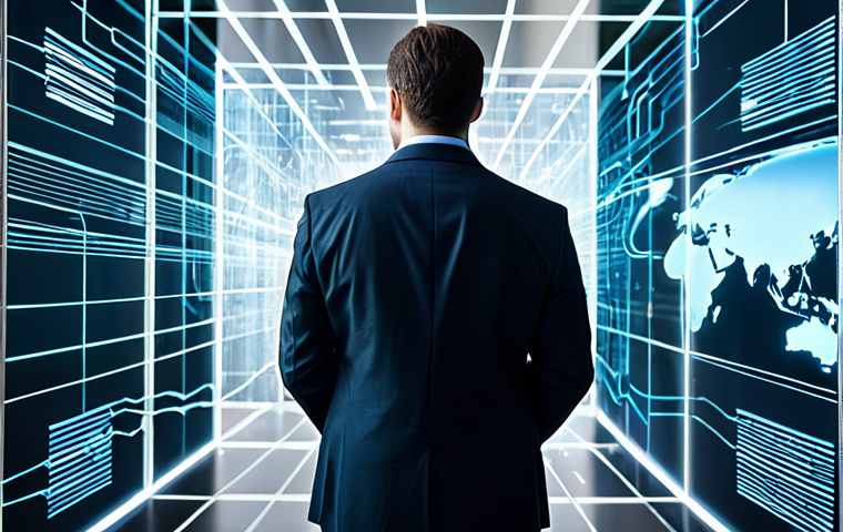 A focused professional cybersecurity analyst, fully clothed in a modest business suit, stands in a sophisticated modern office environment. Abstract glowing lines and digital data streams subtly overlay the scene, symbolizing secure networks. The analyst is interacting with a transparent screen displaying complex, protected data structures, conveying a sense of advanced digital safeguarding. safe for work, appropriate content, fully clothed, professional, perfect anatomy, correct proportions, natural pose, well-formed hands, proper finger count, natural body proportions, professional photography, high quality, crisp details, professional dress.