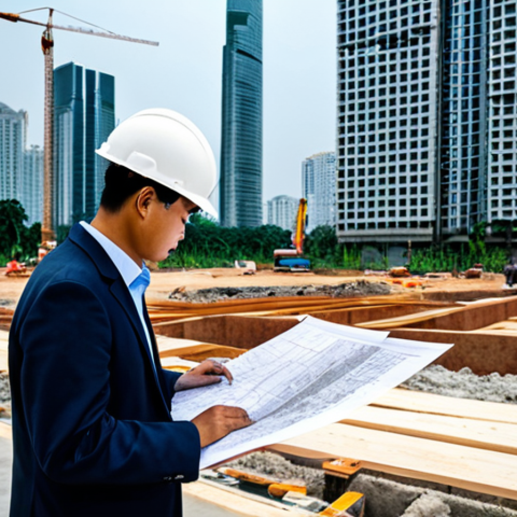 모바일 앱 보안 점검 방법 - **
A professional architect in a fully clothed, modest business casual outfit stands on a construct...