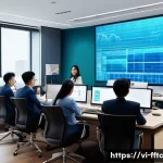 Home 21 디지털 프라이버시를 지키기 위한 법적 조치 - A modern Vietnamese office setting showing a diverse team of professionals in business attire gather...