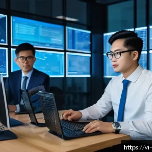 Home 30 사이버보안 관련 커뮤니티 참여의 중요성 - A professional cybersecurity expert group engaged in a lively online discussion, multiple diverse in...