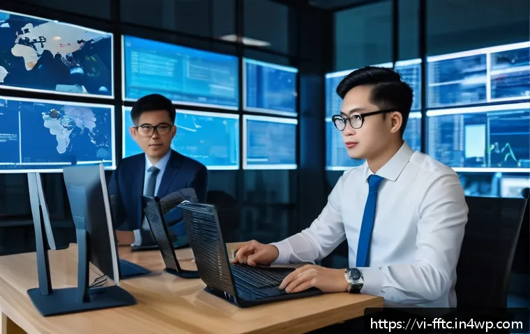 사이버보안 관련 커뮤니티 참여의 중요성 - A professional cybersecurity expert group engaged in a lively online discussion, multiple diverse in...
